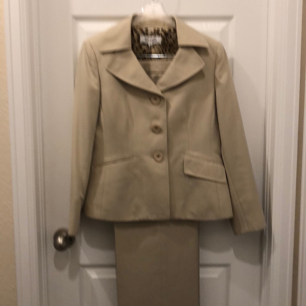 Tan pants suit